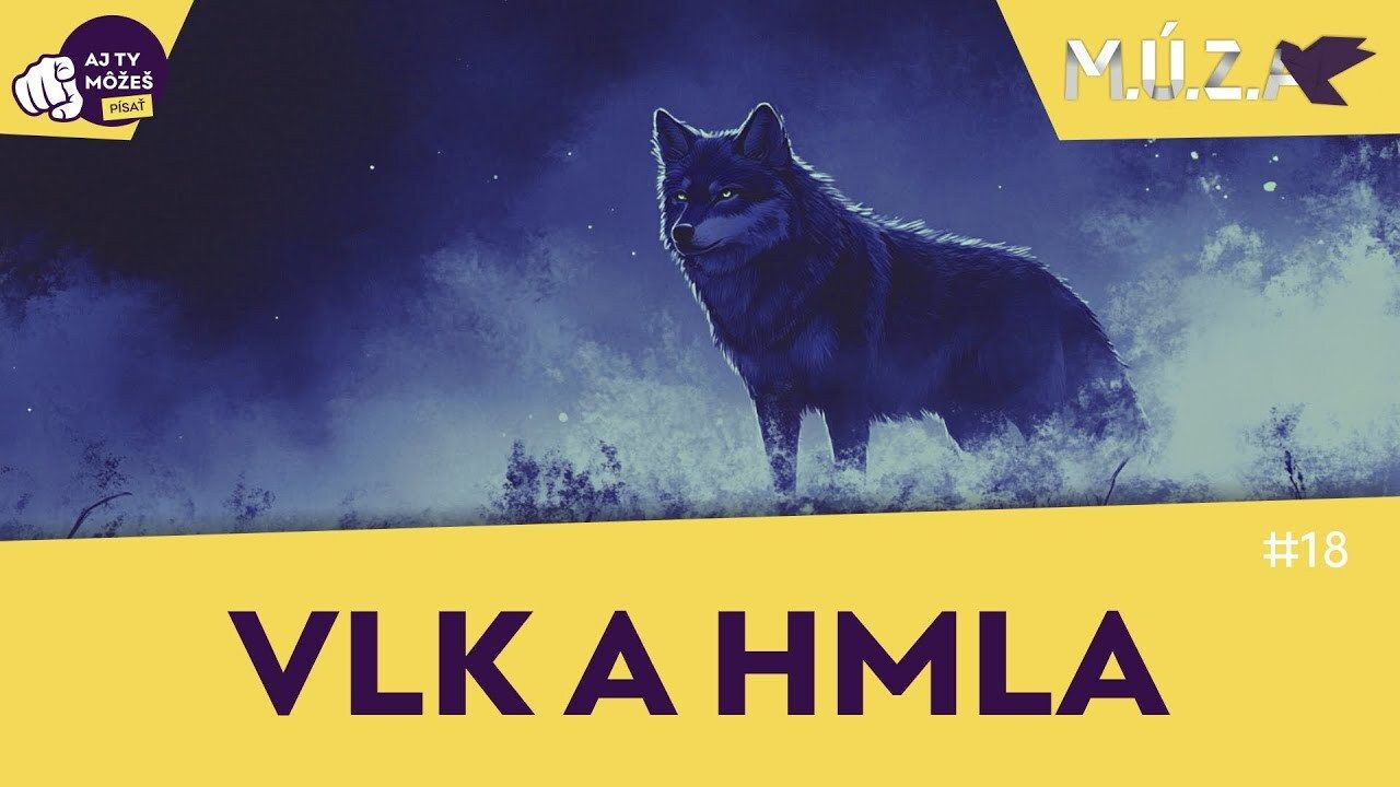Ilustrácia vlka v hmle s nápisom Vlk a hmla